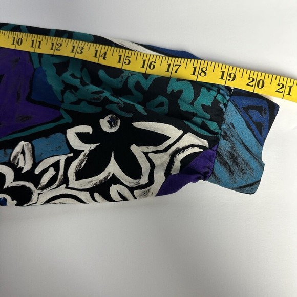 Jeri Marque Top Size 12 Blouse Longsleeve Button Up Bishop Peasant Sleeve Collar - Picture 10 of 12